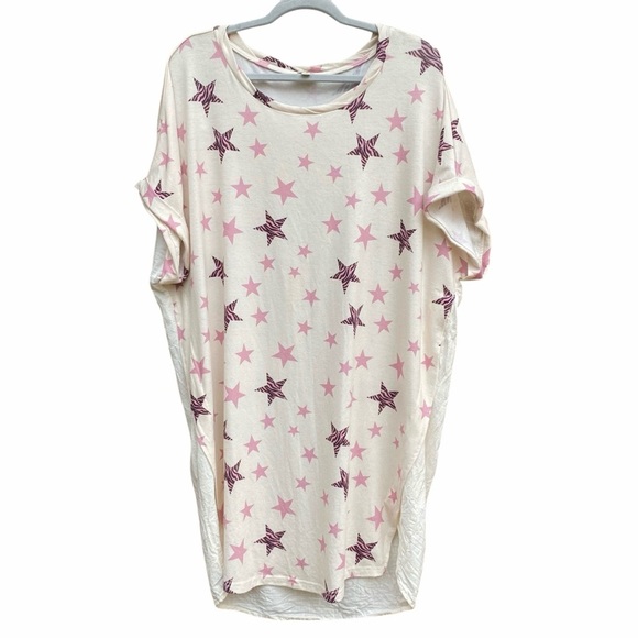 Umgee Dresses & Skirts - Umgee Womens Dress Pink Stars Zebra Print Size Large Linen Blend Cotton